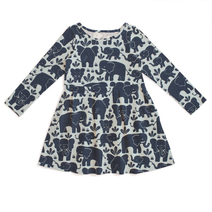 Madison Dress - Elephant Herd Navy
