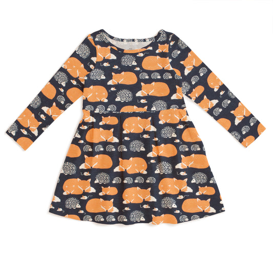 Madison Dress - Foxes & Hedgehogs Night Sky