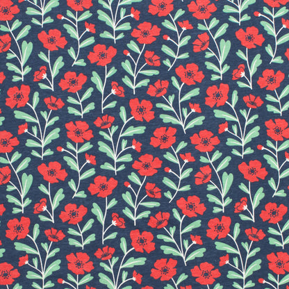 Long-Sleeve Romper - Poppies Navy
