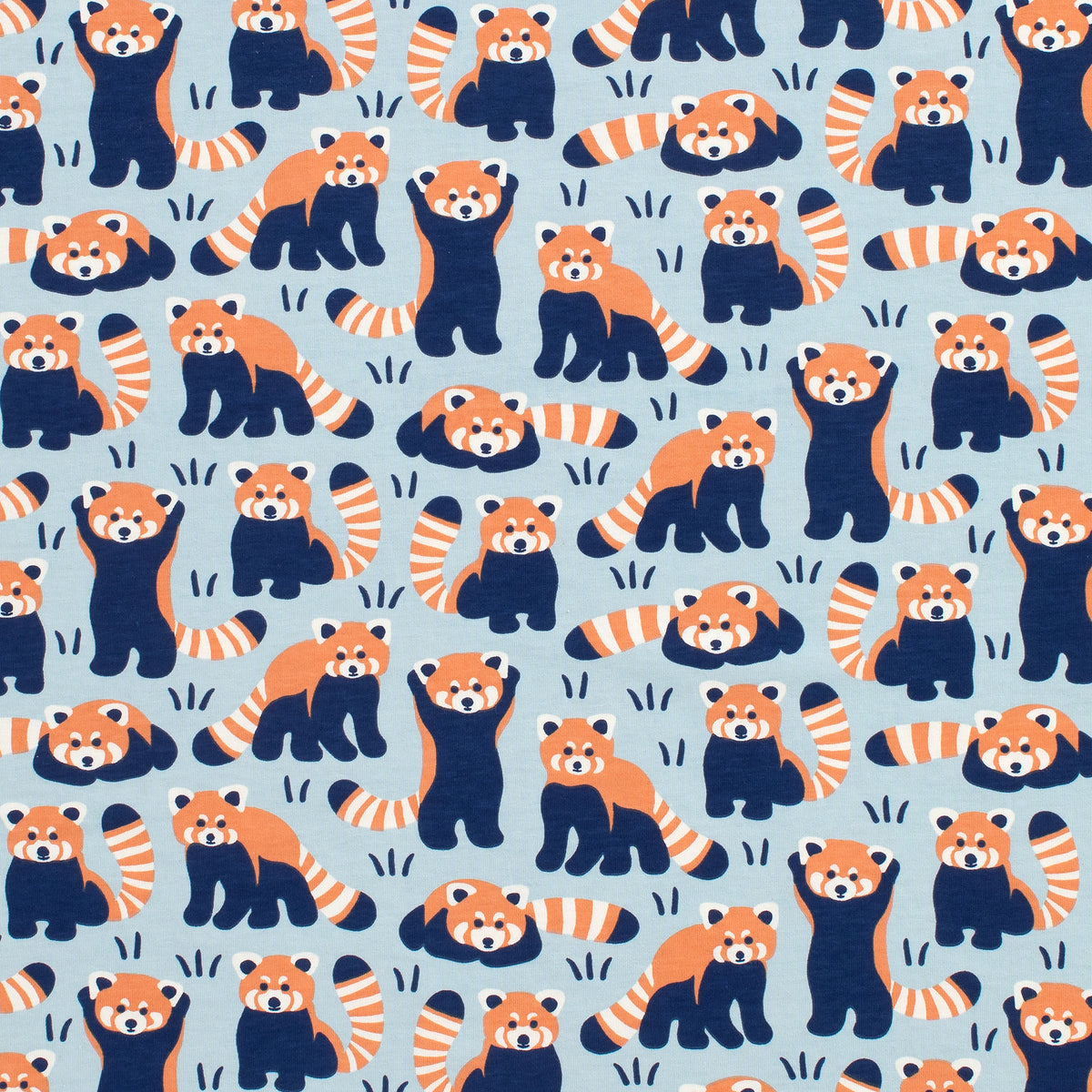 Long-Sleeve Tee - Red Pandas Pale Blue