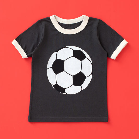 GRAPHIC Ringer Tee - Soccer Ball Charcoal