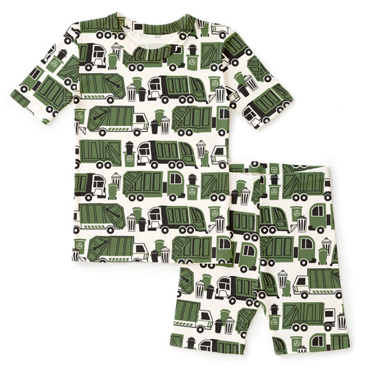 Kids Summer Pajama Set - Garbage & Recycling Green