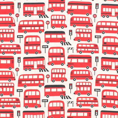 Footed Romper - Double Decker Buses Red