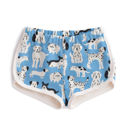French Terry Shorts - Dog Parade Blue