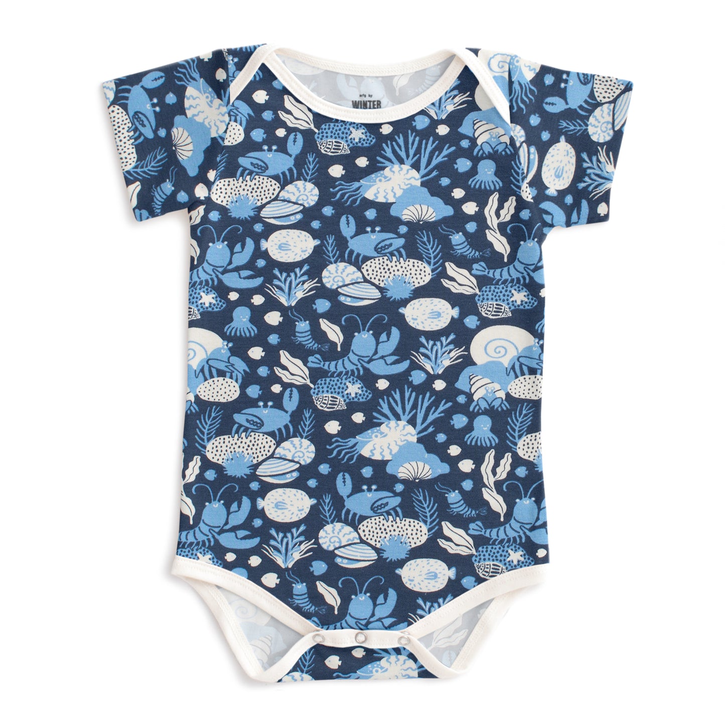 Short Sleeve Snapsuit - Ocean Life Navy
