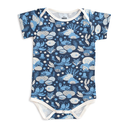 Short Sleeve Snapsuit - Ocean Life Navy