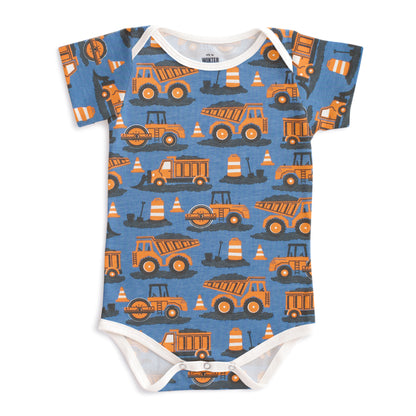 Short Sleeve Snapsuit - Roadwork Orange & Blue