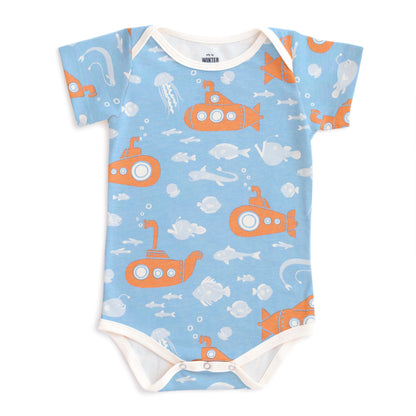 Short Sleeve Snapsuit - Submarines Blue & Orange