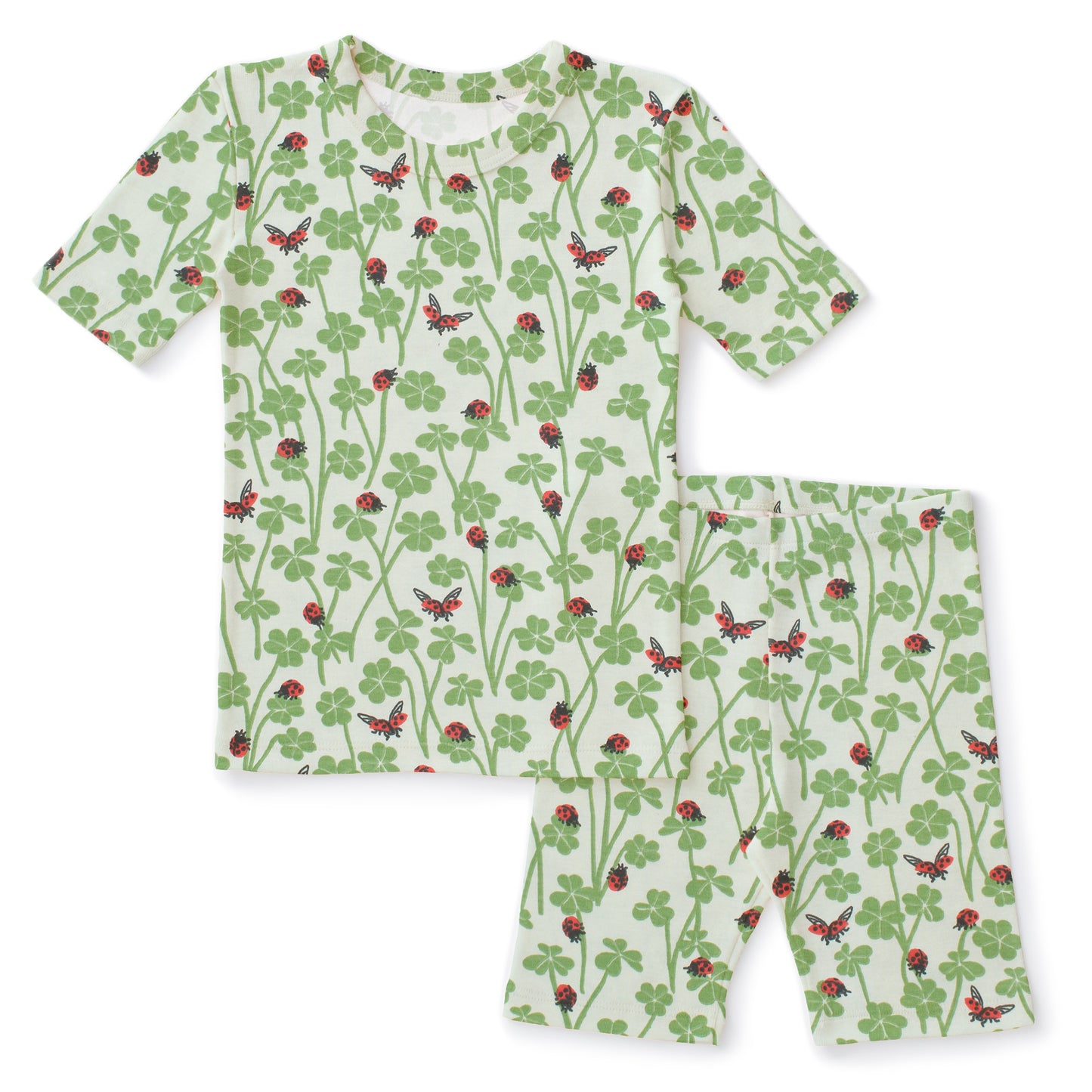 Kids Summer Pajama Set - Clover & Ladybugs Green