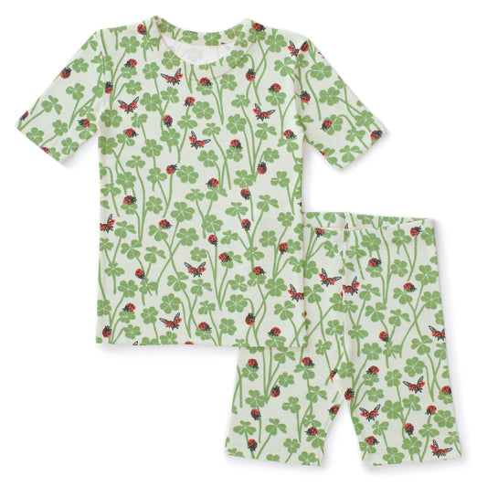 Kids Summer Pajama Set - Clover & Ladybugs Green