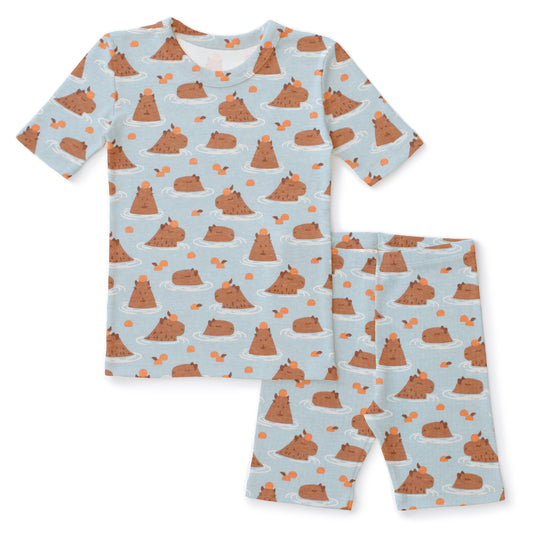 Kids Summer Pajama Set - Capybaras Blue