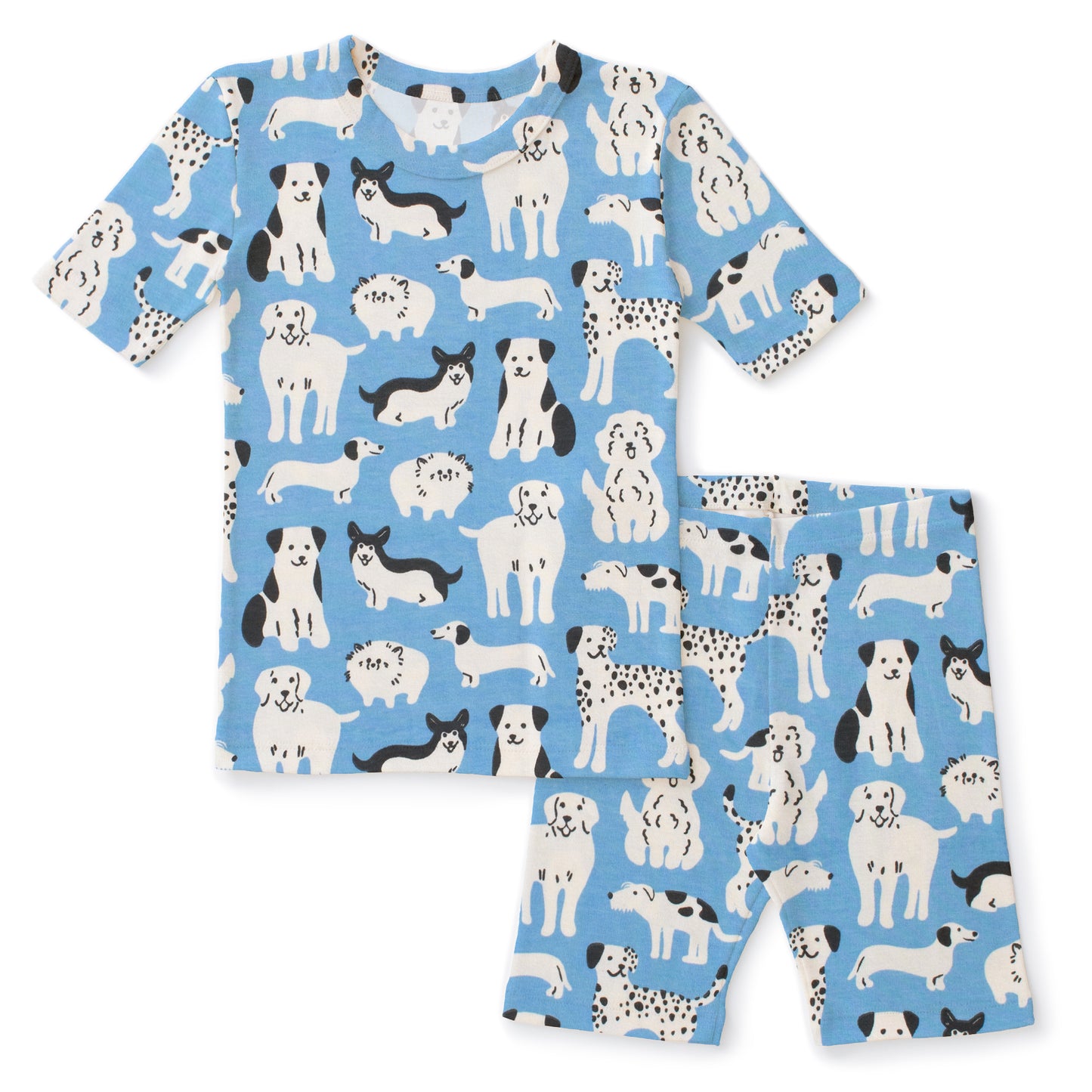 Kids Summer Pajama Set - Dog Parade Blue