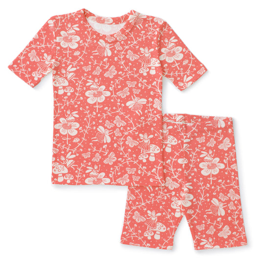 Kids Summer Pajama Set - Fairies Coral