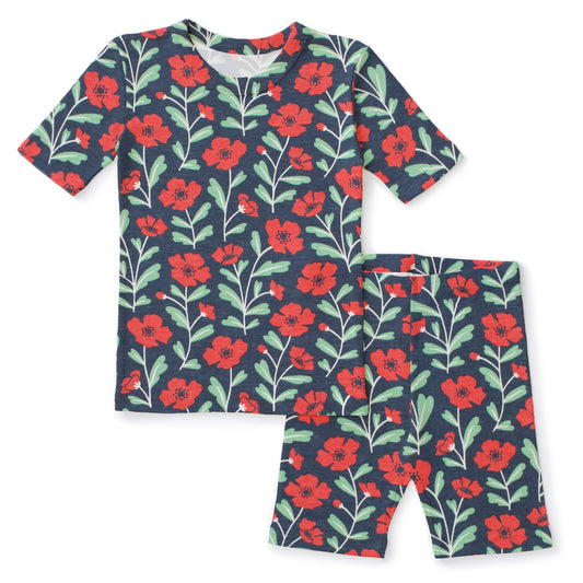 Kids Summer Pajama Set - Poppies Navy