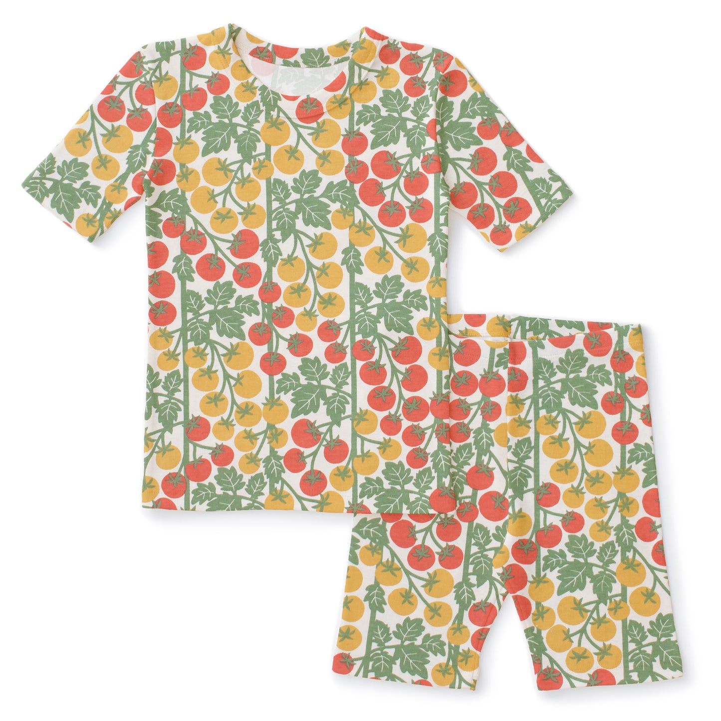 Kids Summer Pajama Set - Tomato Vines Red & Yellow
