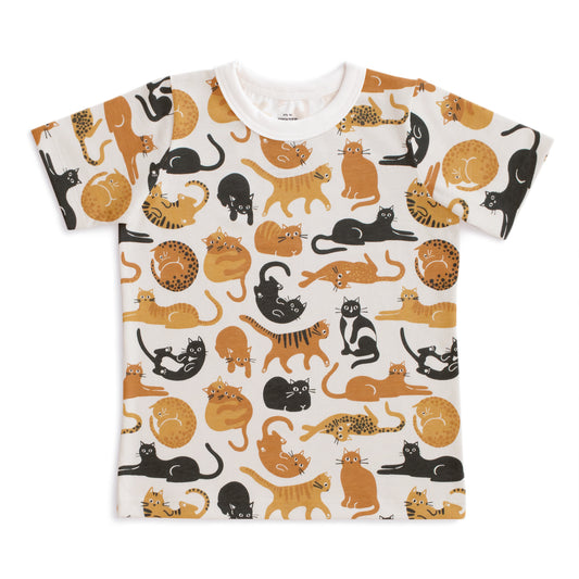 Short-Sleeve Tee - Cat Friends Gold & Yellow
