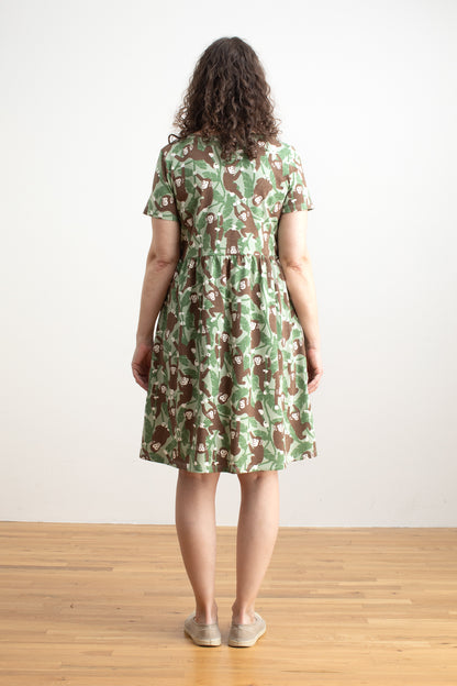Stockholm Dress - Chimpanzees Green