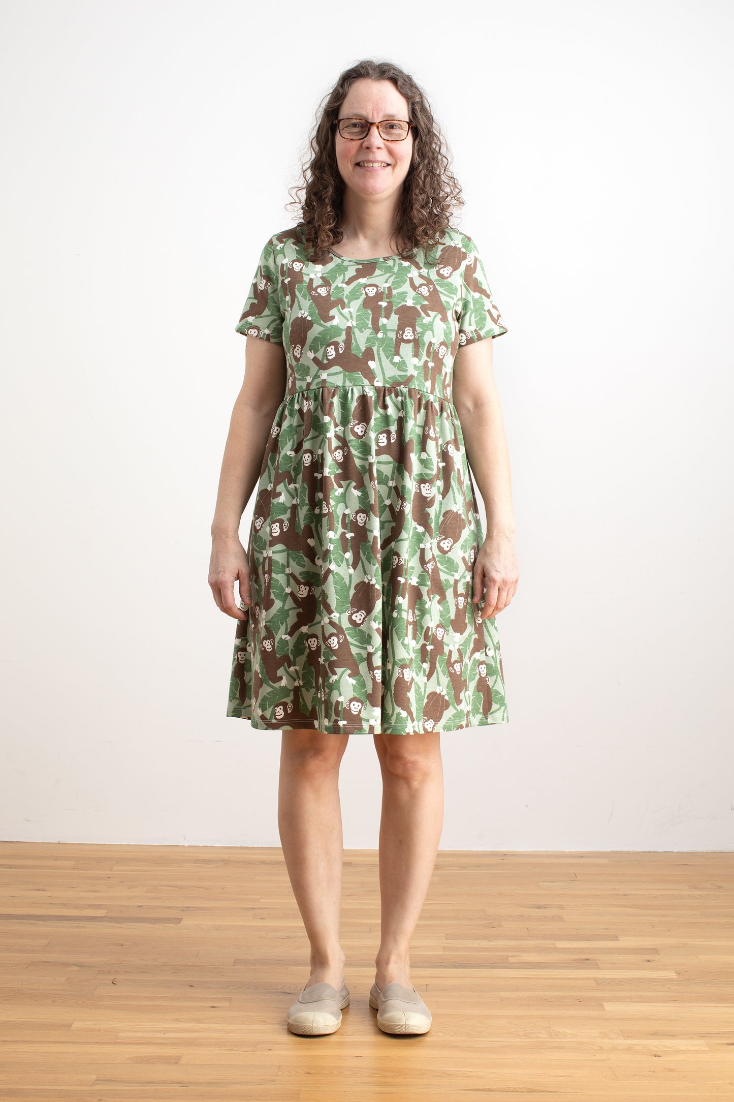 Stockholm Dress - Chimpanzees Green