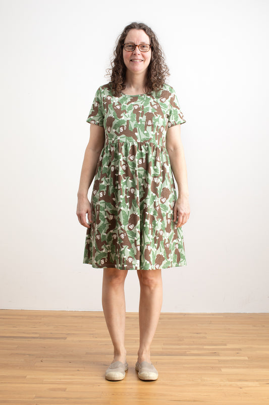 Stockholm Dress - Chimpanzees Green