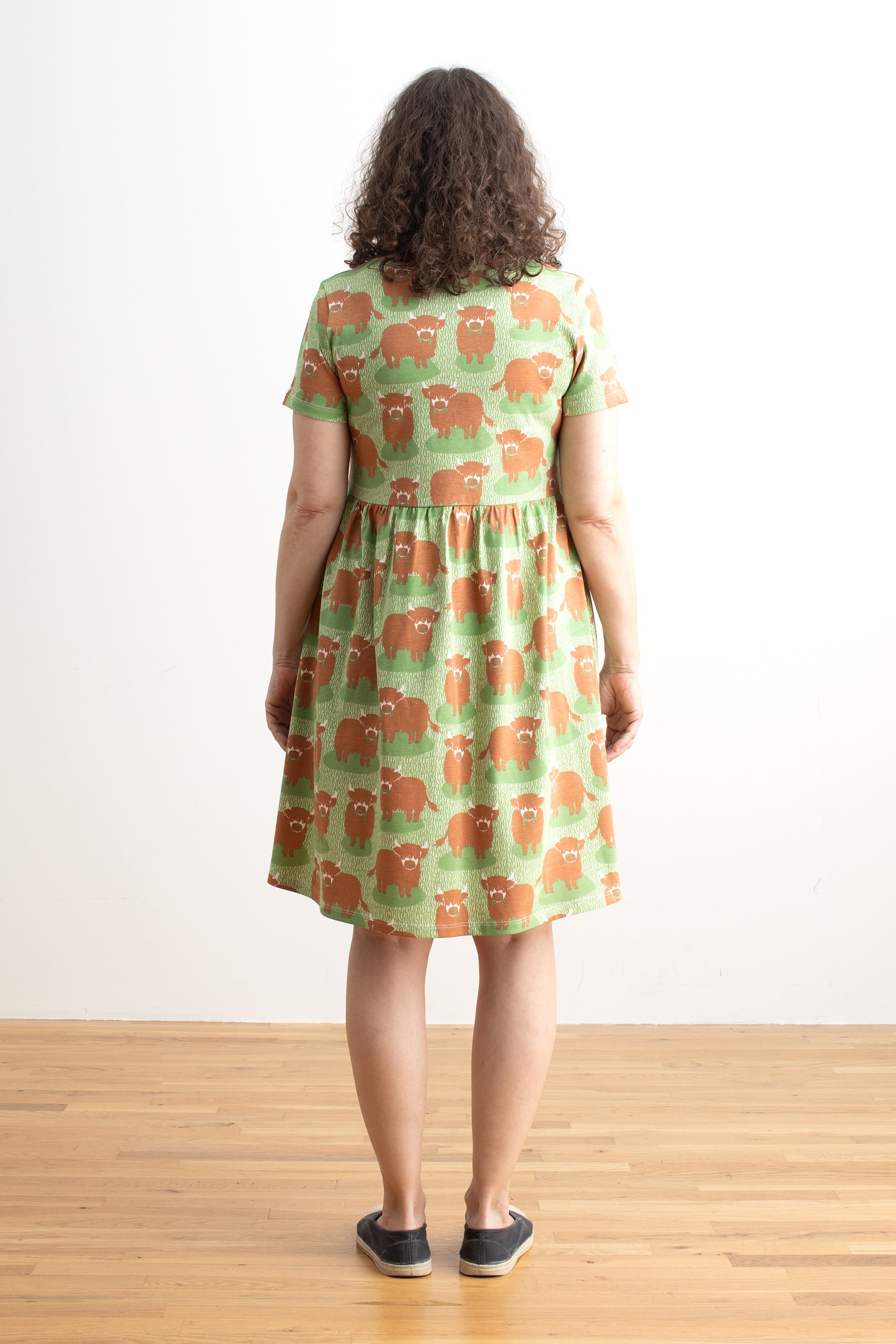Stockholm Dress - Highland Cows Green
