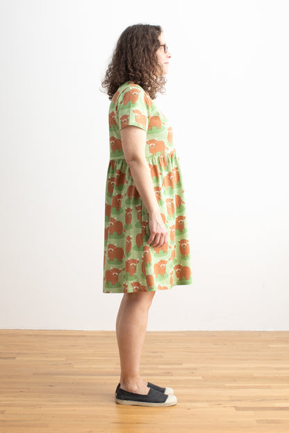 Stockholm Dress - Highland Cows Green