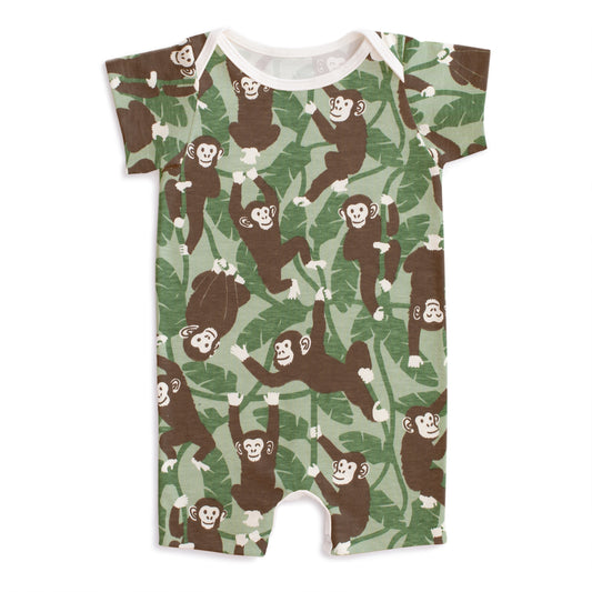 Summer Romper - Chimpanzees Green