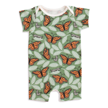 Summer Romper - Monarchs Dark Green