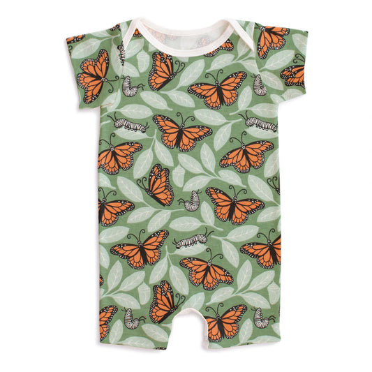 Summer Romper - Monarchs Dark Green