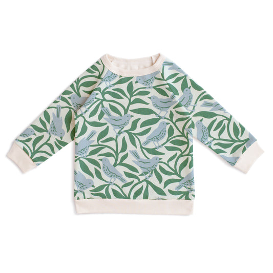 Sweatshirt - Birds on Branches Blue & Green