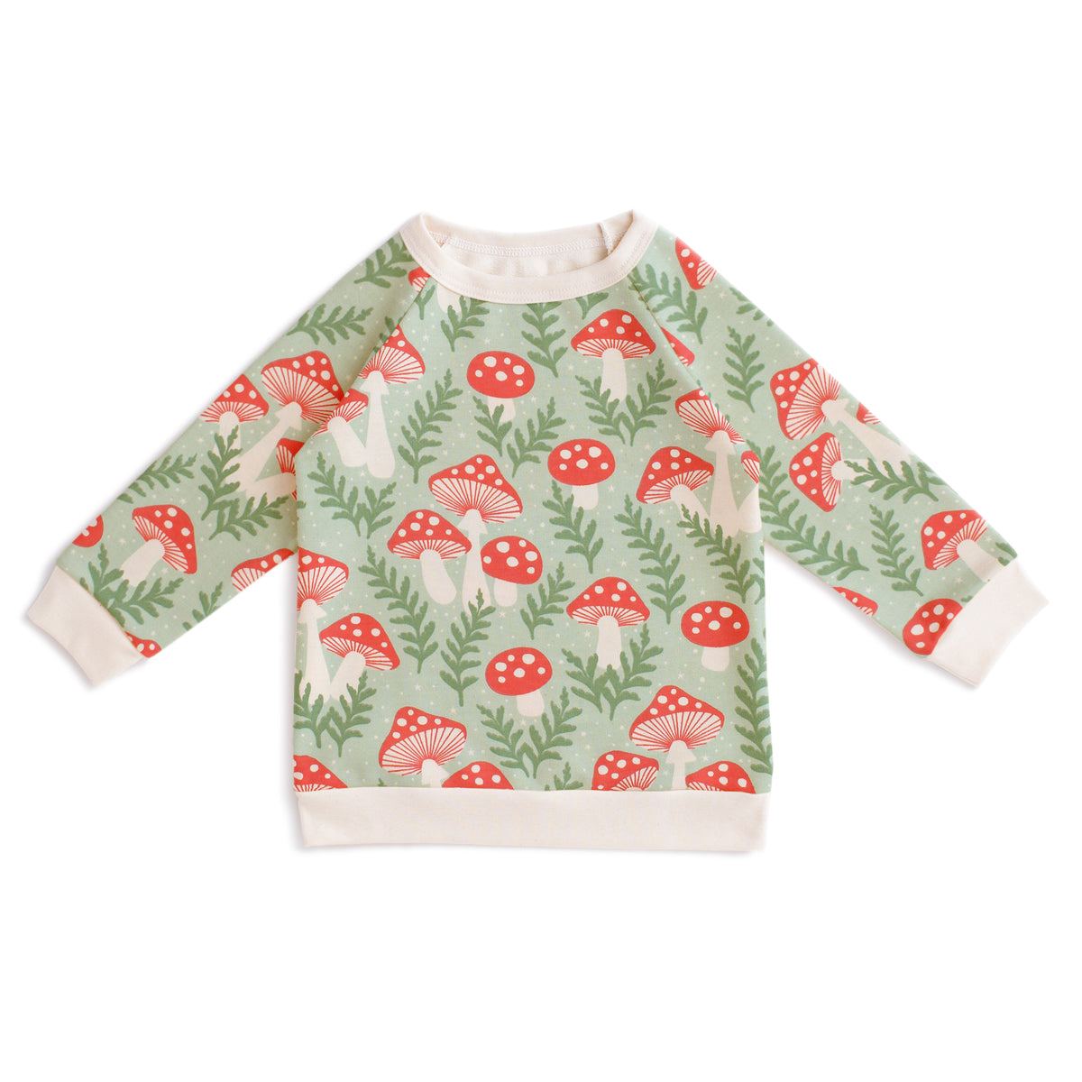 Sweatshirt - Toadstools Green & Red