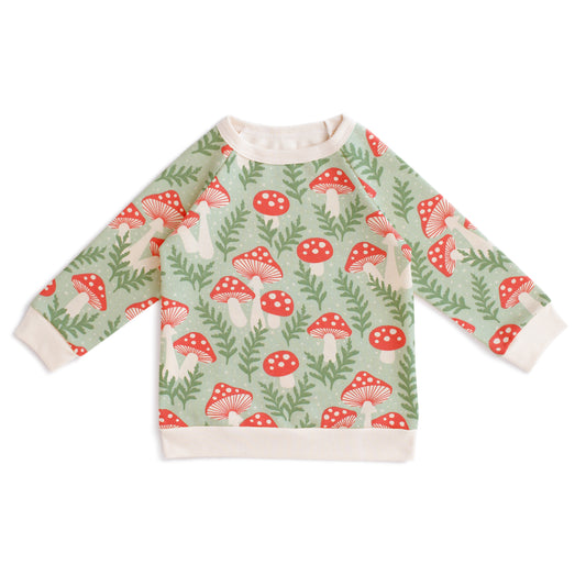 Sweatshirt - Toadstools Green & Red