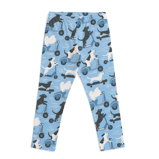 Baby Leggings - Dogs on Scooters Blue