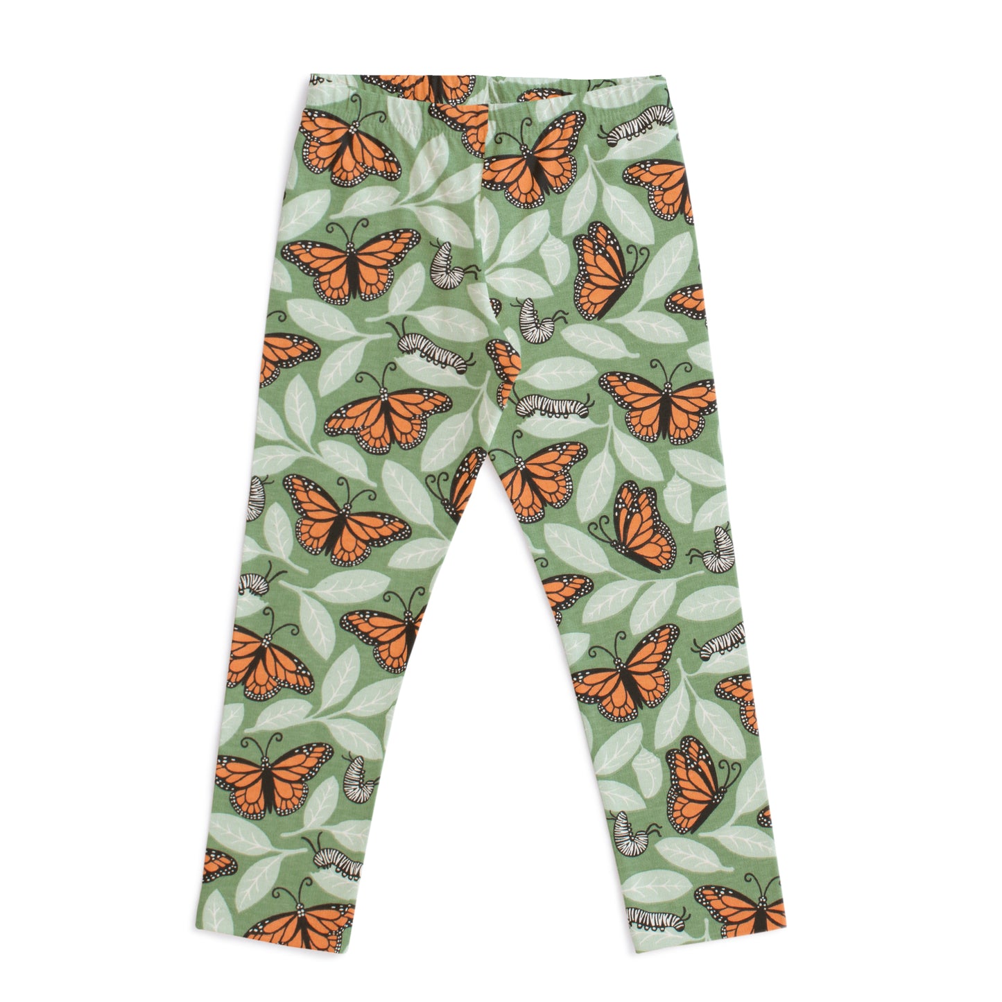 Baby Leggings - Monarchs Dark Green