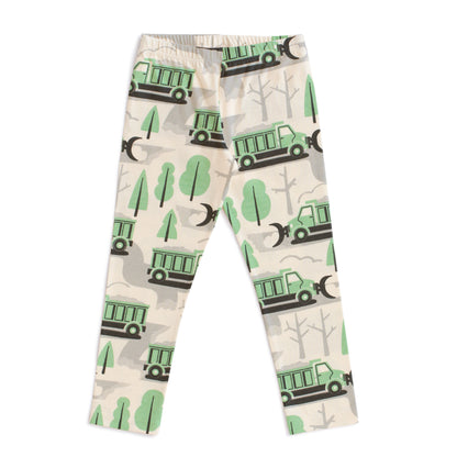 Baby Leggings - Snow Plows Green
