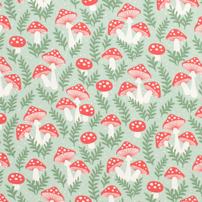Long-Sleeve Romper - Toadstools Green & Red