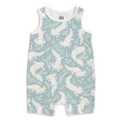 Tank Top Romper - Axolotls Surf Blue