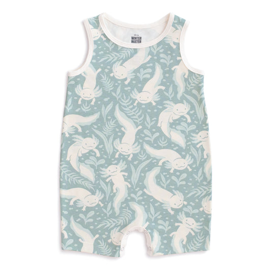 Tank Top Romper - Axolotls Surf Blue