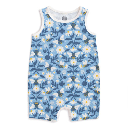 Tank Top Romper - Bees Blue