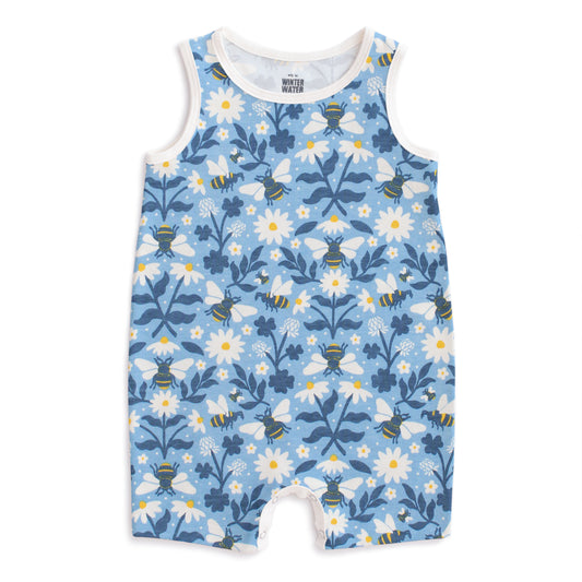 Tank Top Romper - Bees Blue