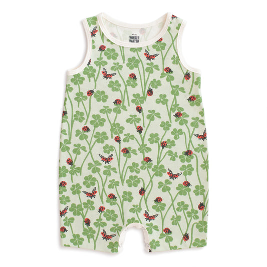Tank Top Romper - Clover & Ladybugs Green