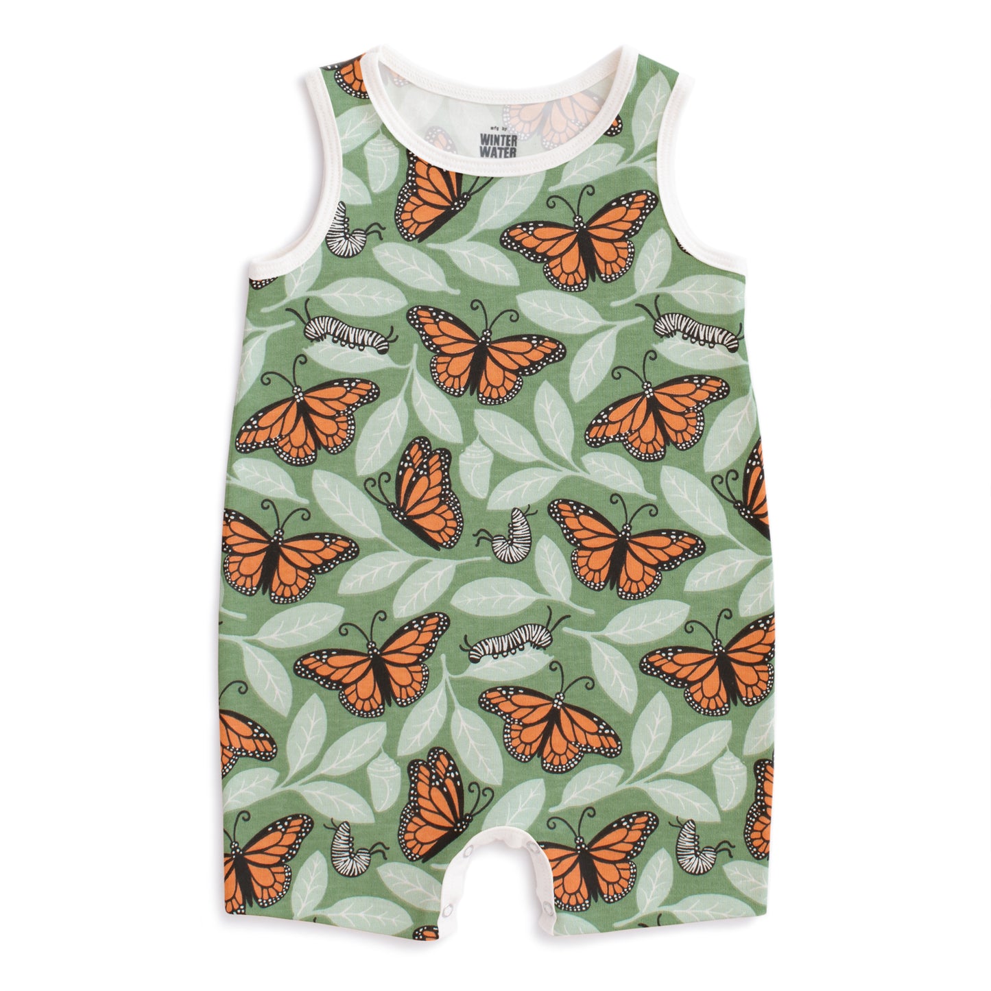 Tank Top Romper - Monarchs Dark Green