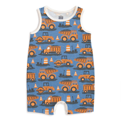 Tank Top Romper - Roadwork Orange & Blue
