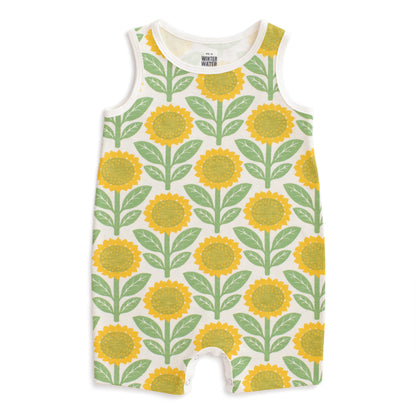 Tank Top Romper - Sunflowers Green