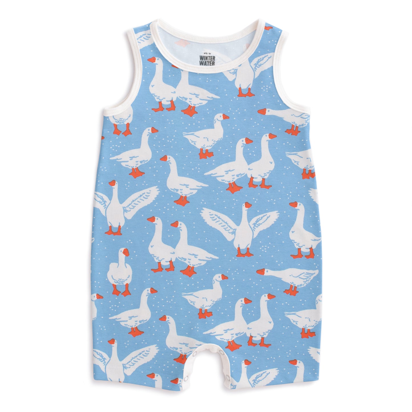 Tank Top Romper - Silly Geese Blue