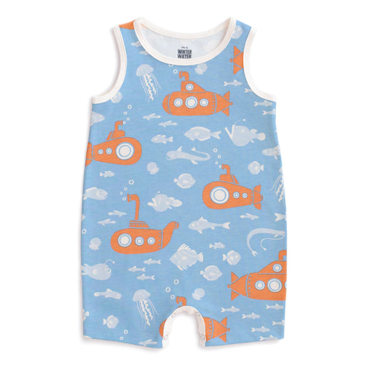 Tank Top Romper - Submarines Blue & Orange