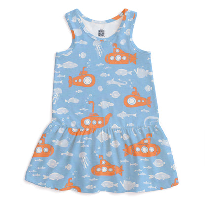 Valencia Dress - Submarines Blue & Orange