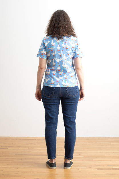 Austin Top - Silly Geese Blue