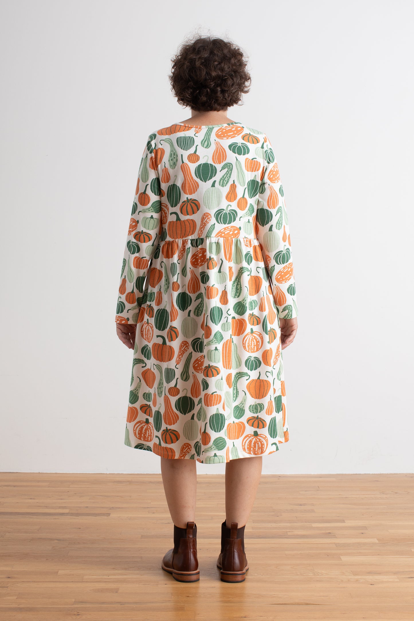 Copenhagen Dress - Gourds & Pumpkins Green & Orange