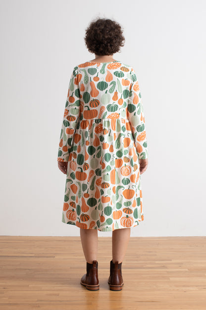 Copenhagen Dress - Gourds & Pumpkins Green & Orange