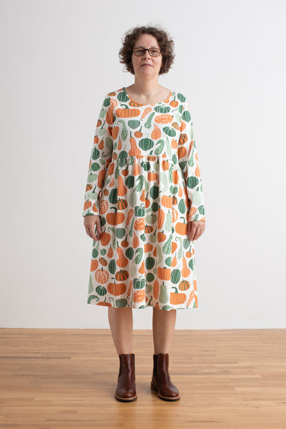 Copenhagen Dress - Gourds & Pumpkins Green & Orange